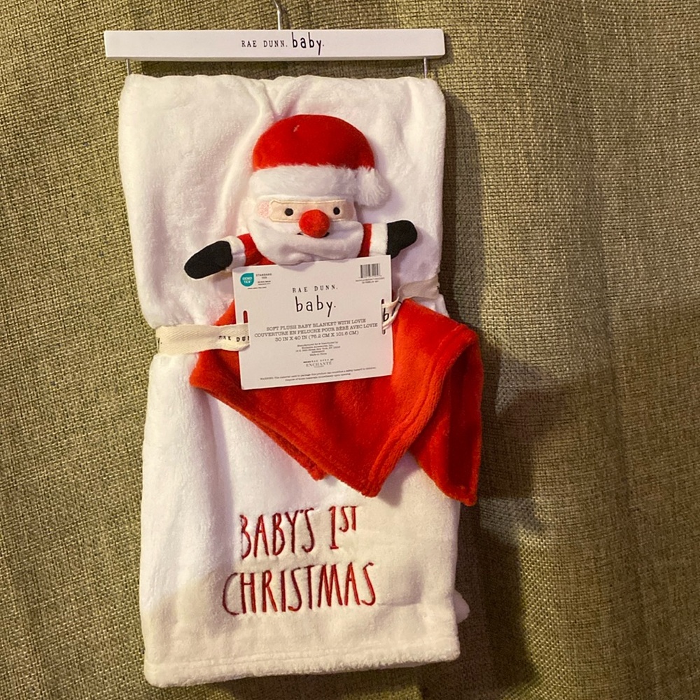 Rae Dunn. Baby. Baby’s first Christmas Fleece Blanket with Lovie